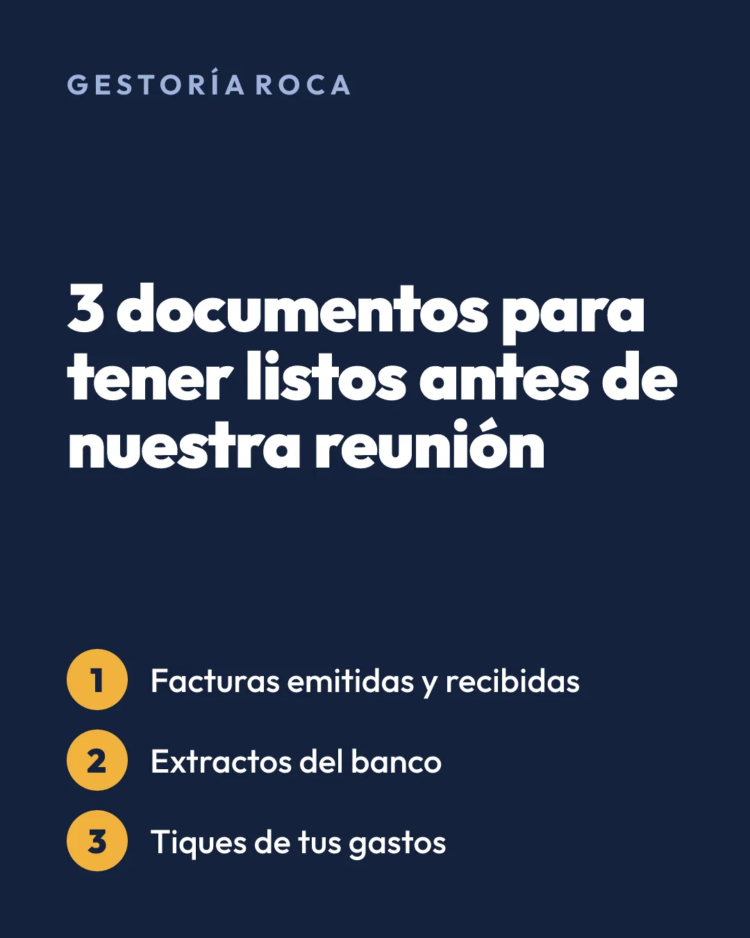 Diseño con tres documentos: facturas emitidas y recibidas, extractos del banco y tiques de gastos