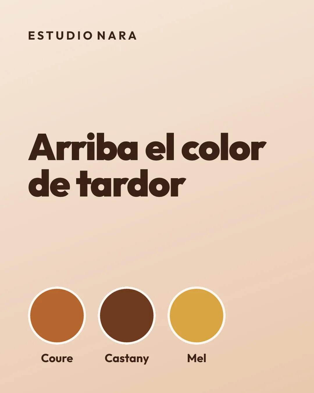 Disseny amb el títol Arriba el color de tardor i tres tons: coure, castany i mel
