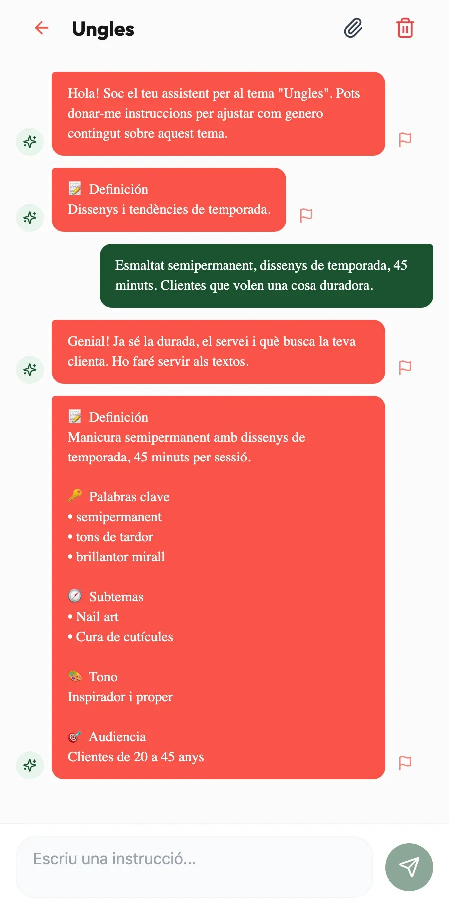 Aprèn dels teus serveis. Explica-li que la manicura dura 45 minuts i ho tindrà present.