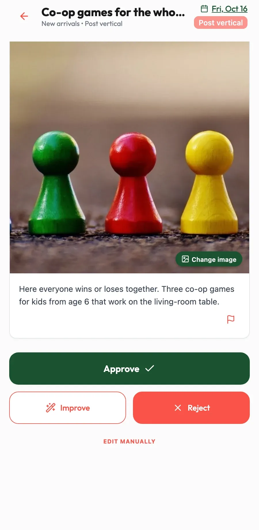 Copy in your geeky voice. Posts that sound like you, with your jokes and your way of explaining a game.