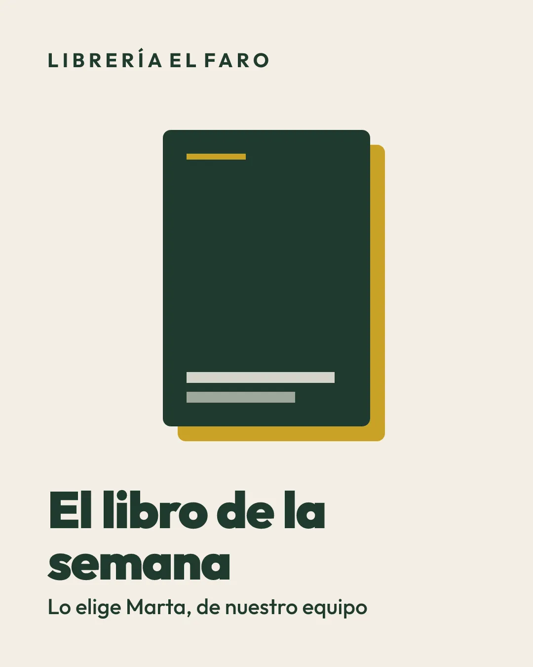 Diseño con la cubierta de un libro y el título El libro de la semana