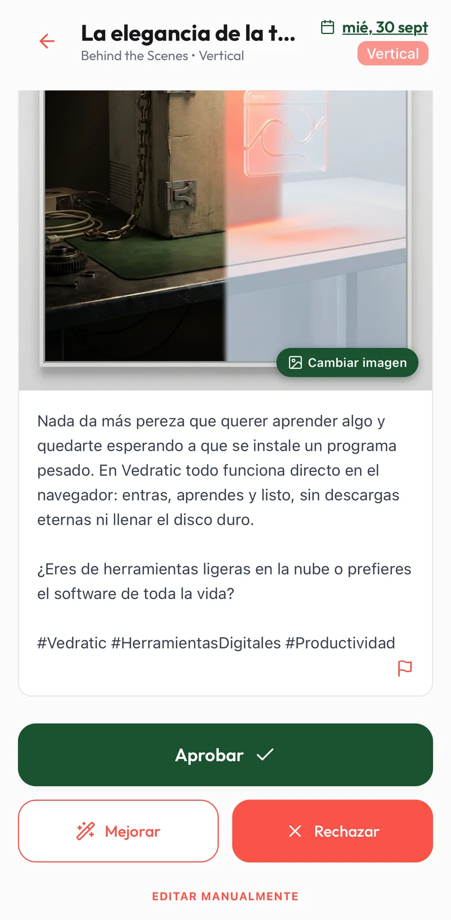 Un post escrito por Sindria, listo para aprobar, mejorar o rechazar