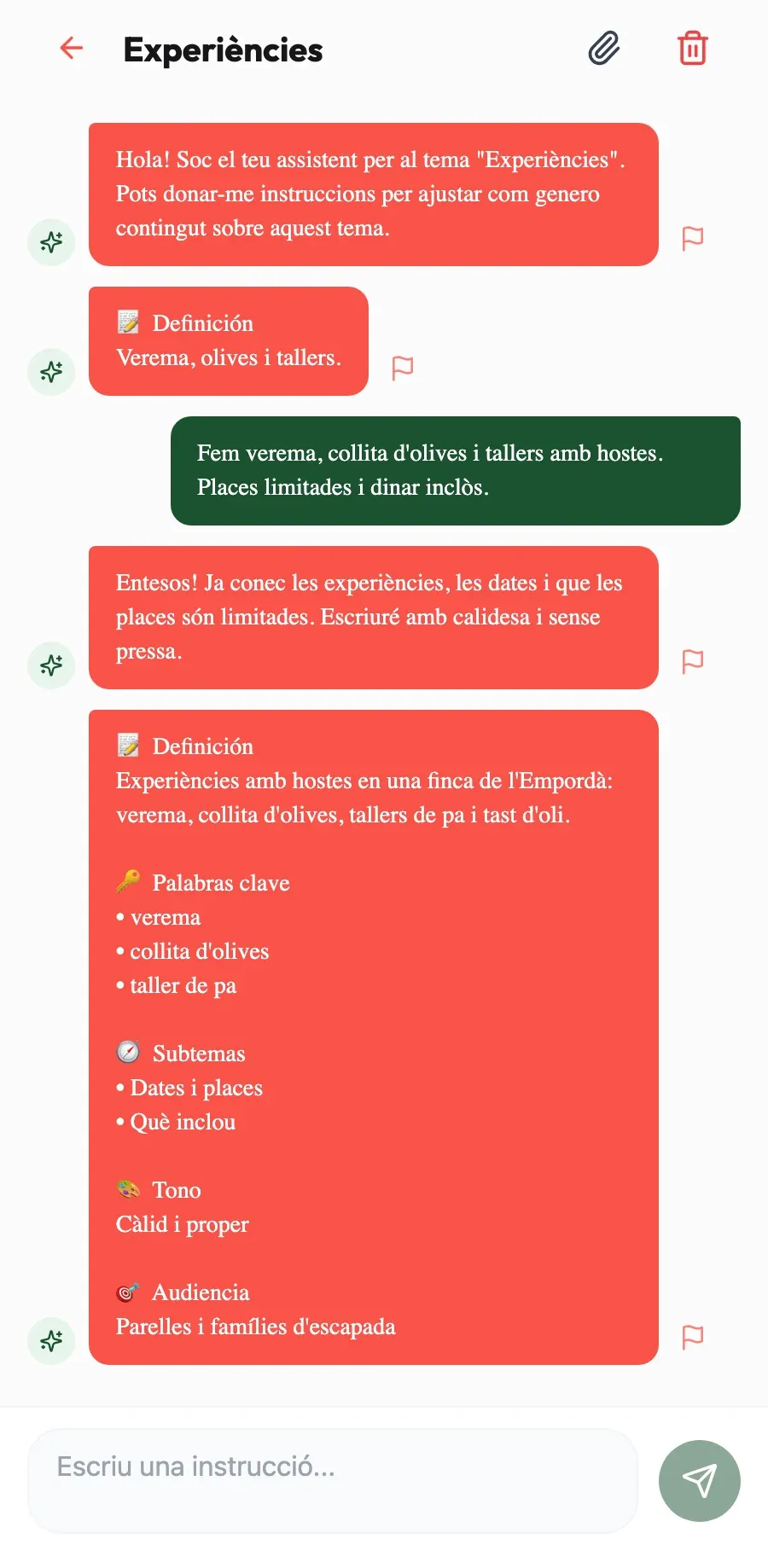 Aprèn la teva finca. Explica-li com és la verema o la collita de l'oliva i ho recordarà a cada post.