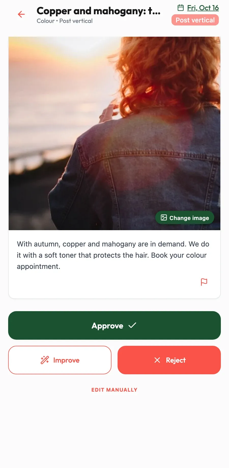Copy with your expertise. It explains colour and care the way your team would, not like a brochure.