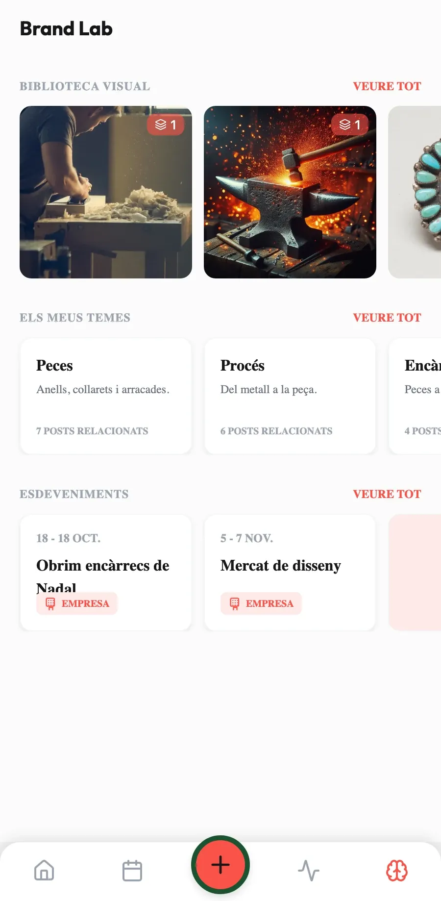 Sona a taller teu. Defineix la teva marca una vegada i cada text manté aquest estil artesà i proper.