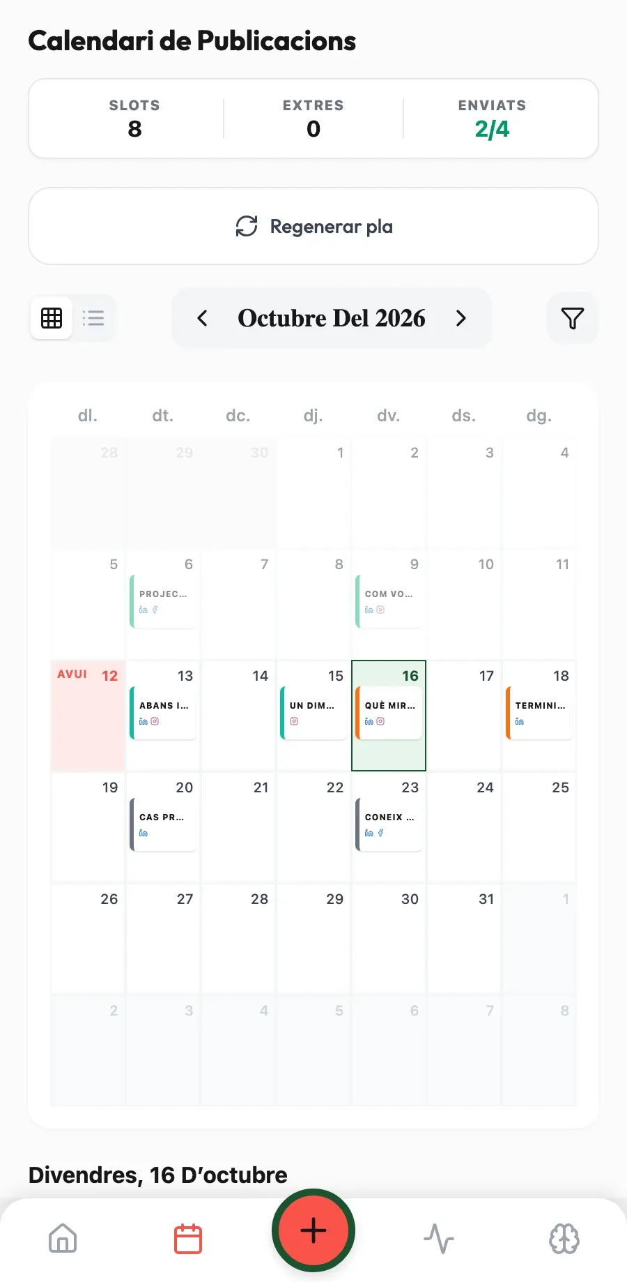 Contingut amb calendari. Terminis de llicències i jornades de portes obertes, planificats per publicar a temps.